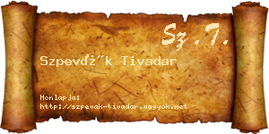 Szpevák Tivadar névjegykártya